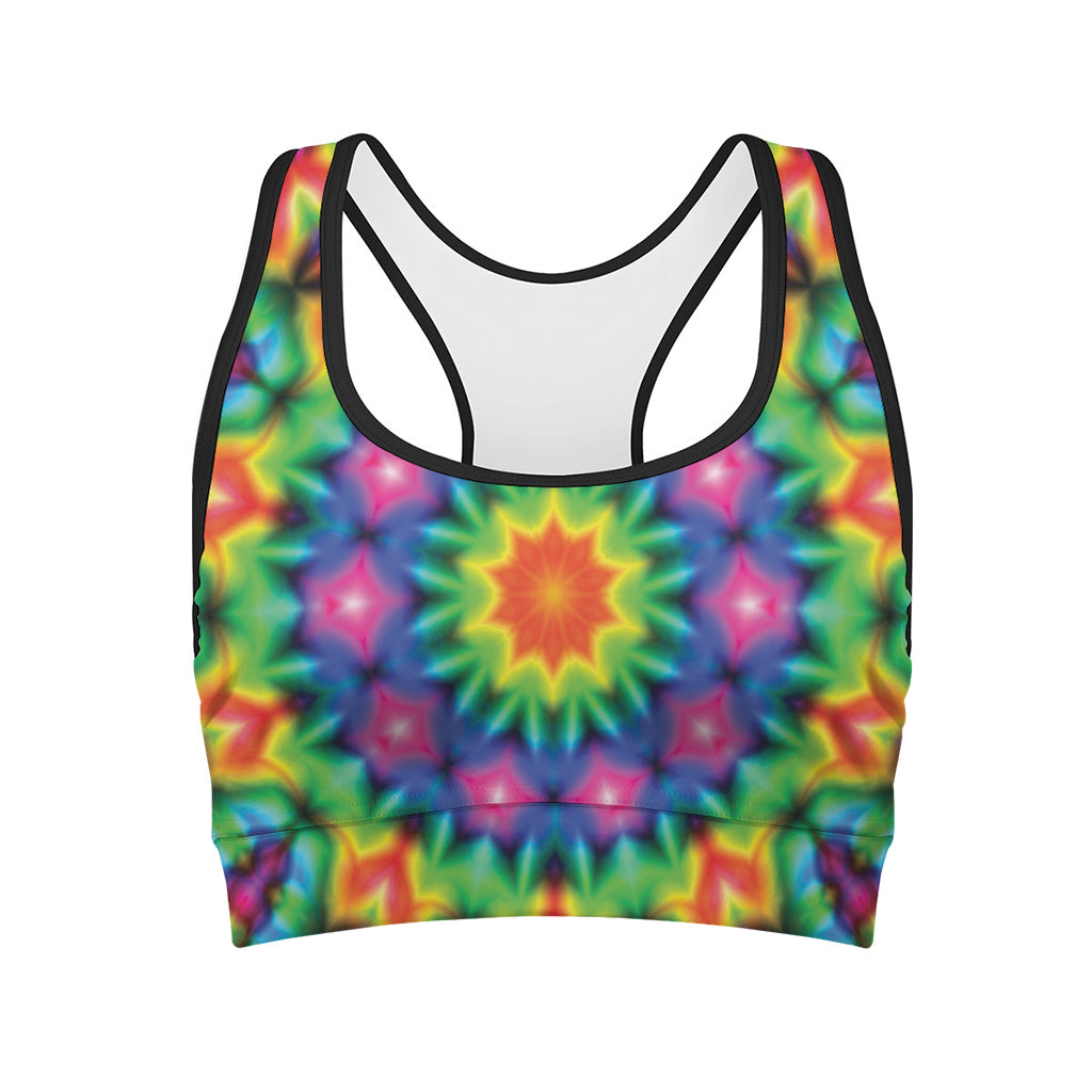 Rainbow Kaleidoscope Print Women's Sports Bra