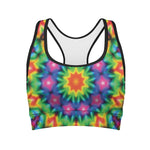 Rainbow Kaleidoscope Print Women's Sports Bra