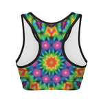 Rainbow Kaleidoscope Print Women's Sports Bra