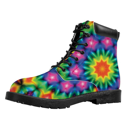 Rainbow Kaleidoscope Print Work Boots