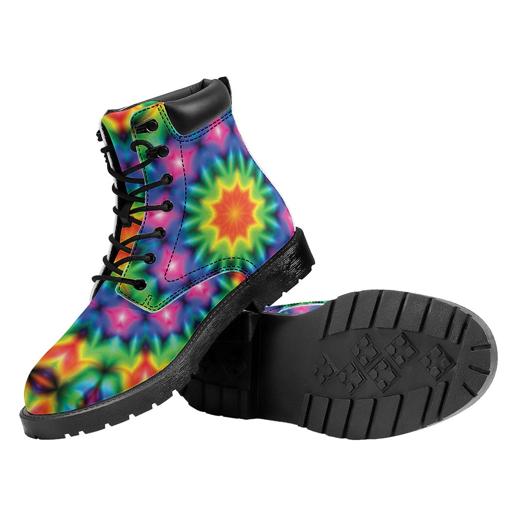 Rainbow Kaleidoscope Print Work Boots