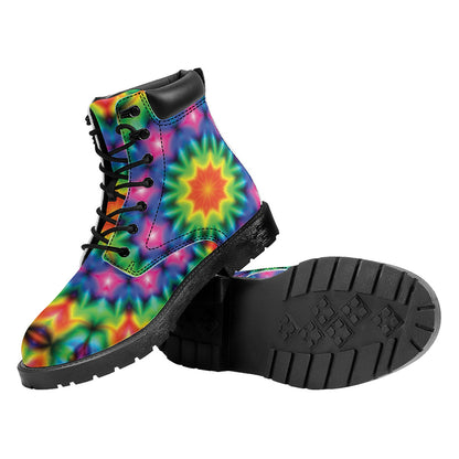 Rainbow Kaleidoscope Print Work Boots