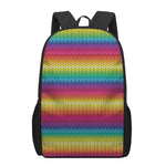 Rainbow Knitted Mexican Pattern Print 17 Inch Backpack