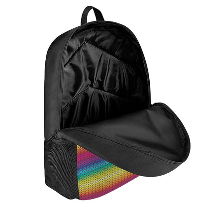 Rainbow Knitted Mexican Pattern Print 17 Inch Backpack