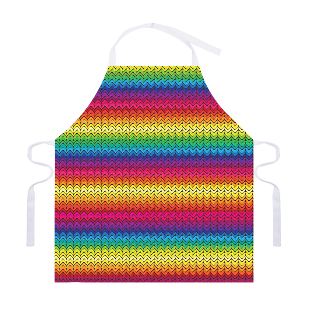 Rainbow Knitted Mexican Pattern Print Adjustable Apron