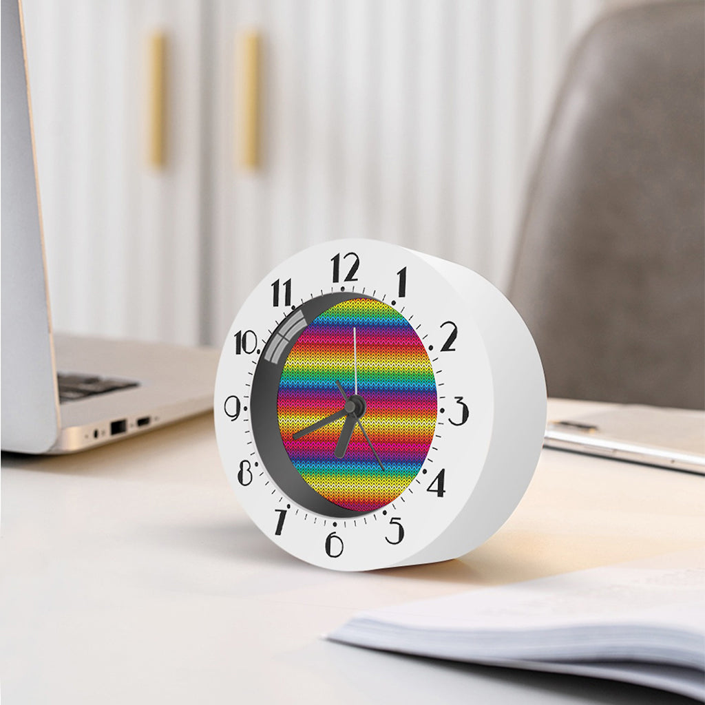 Rainbow Knitted Mexican Pattern Print Alarm Clock