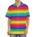 Rainbow Knitted Mexican Pattern Print Aloha Shirt