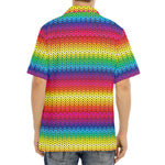Rainbow Knitted Mexican Pattern Print Aloha Shirt