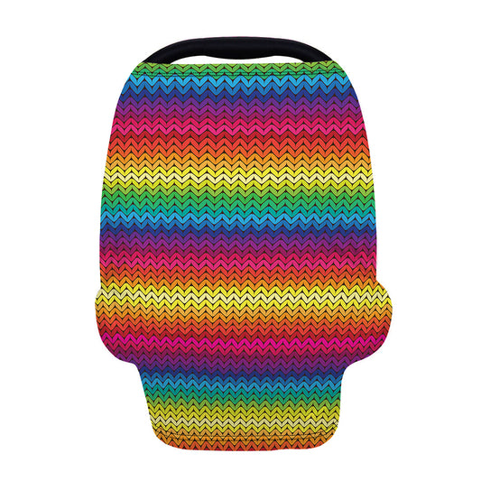 Rainbow Knitted Mexican Pattern Print Baby Seat Cover