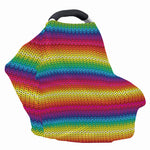 Rainbow Knitted Mexican Pattern Print Baby Seat Cover