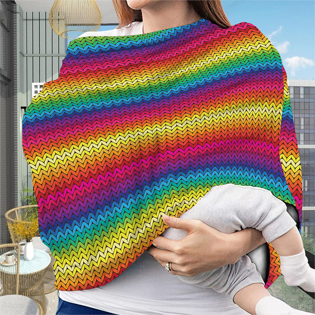 Rainbow Knitted Mexican Pattern Print Baby Seat Cover