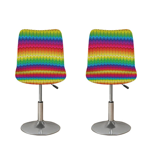 Rainbow Knitted Mexican Pattern Print Bar Stool Covers