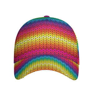 Rainbow Knitted Mexican Pattern Print Baseball Cap