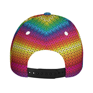 Rainbow Knitted Mexican Pattern Print Baseball Cap