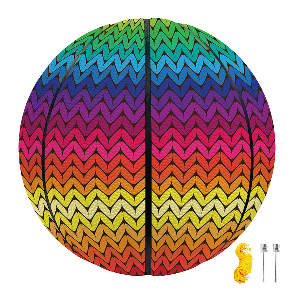 Rainbow Knitted Mexican Pattern Print Basketball