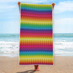 Rainbow Knitted Mexican Pattern Print Beach Towel