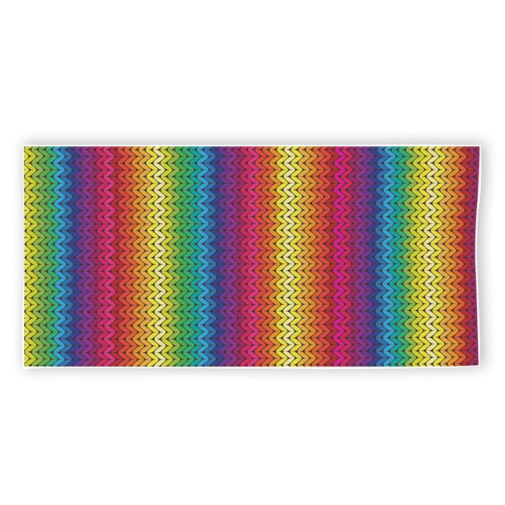 Rainbow Knitted Mexican Pattern Print Beach Towel