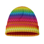Rainbow Knitted Mexican Pattern Print Beanie