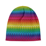 Rainbow Knitted Mexican Pattern Print Beanie