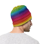 Rainbow Knitted Mexican Pattern Print Beanie