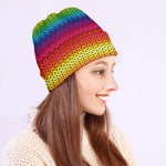 Rainbow Knitted Mexican Pattern Print Beanie