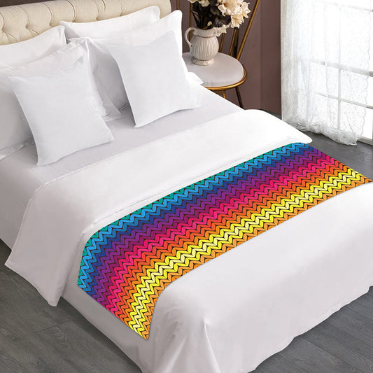 Rainbow Knitted Mexican Pattern Print Bed Runner