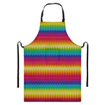 Rainbow Knitted Mexican Pattern Print Bib Apron With Pocket
