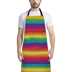 Rainbow Knitted Mexican Pattern Print Bib Apron With Pocket