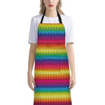 Rainbow Knitted Mexican Pattern Print Bib Apron With Pocket