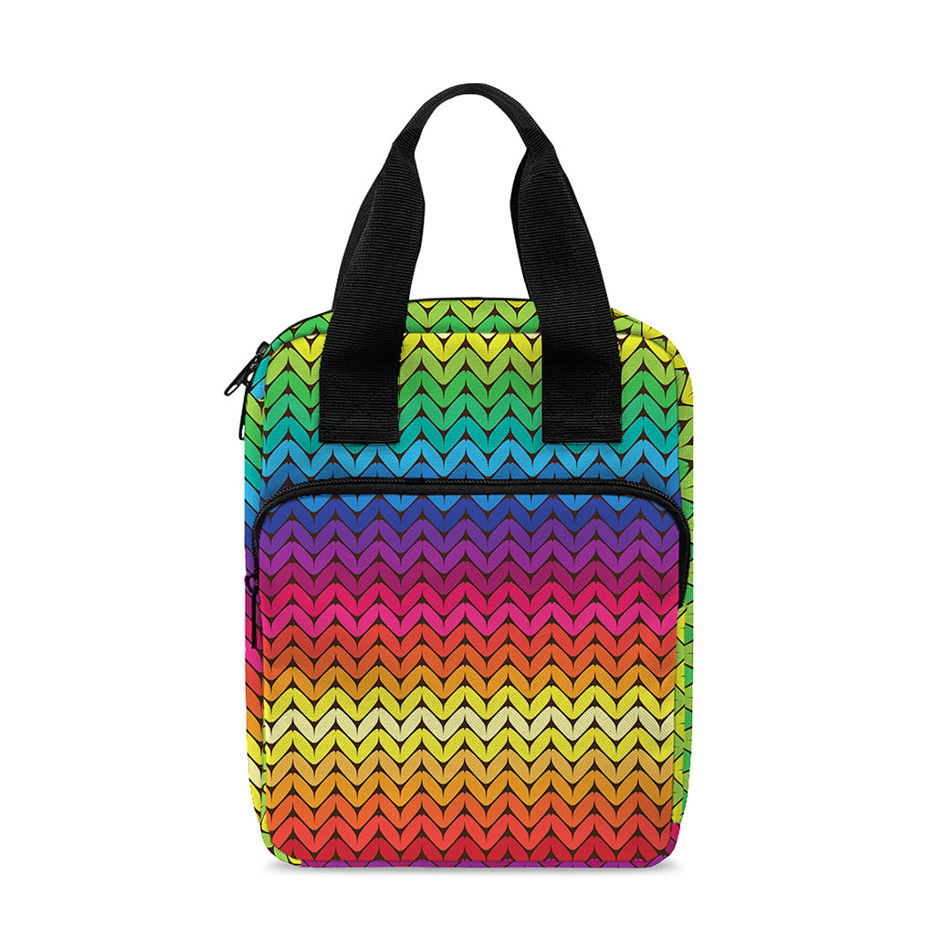 Rainbow Knitted Mexican Pattern Print Bible Tote Bag