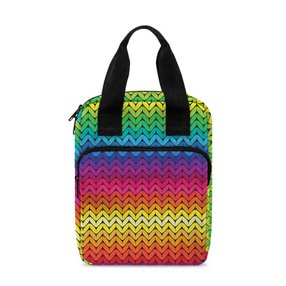 Rainbow Knitted Mexican Pattern Print Bible Tote Bag