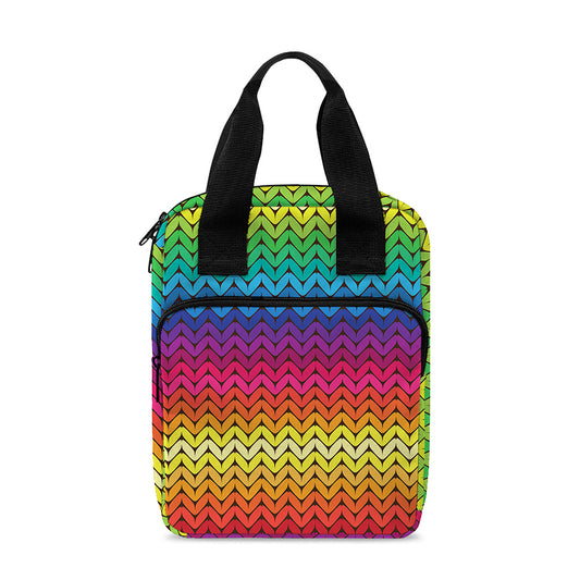 Rainbow Knitted Mexican Pattern Print Bible Tote Bag