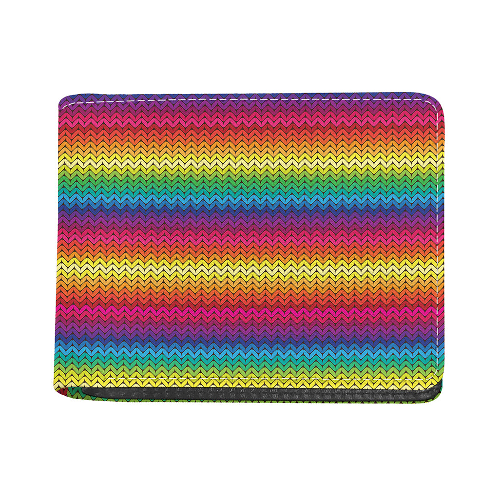 Rainbow Knitted Mexican Pattern Print Bifold Wallet
