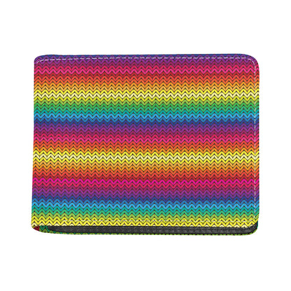Rainbow Knitted Mexican Pattern Print Bifold Wallet