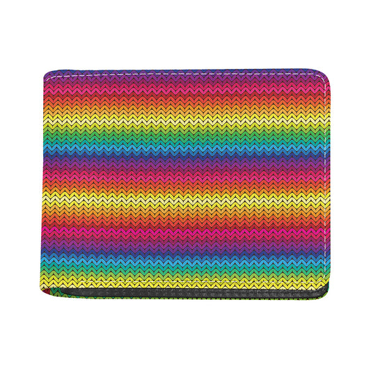 Rainbow Knitted Mexican Pattern Print Bifold Wallet