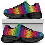 Rainbow Knitted Mexican Pattern Print Black Chunky Shoes