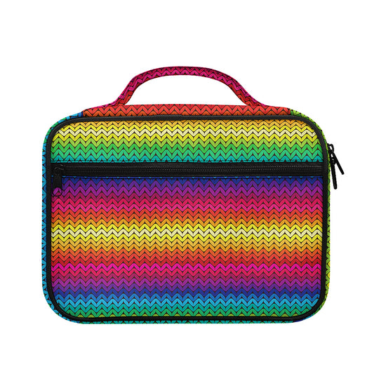 Rainbow Knitted Mexican Pattern Print Briefcase Bible Bag