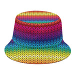 Rainbow Knitted Mexican Pattern Print Bucket Hat