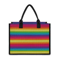 Rainbow Knitted Mexican Pattern Print Canvas Tote Bag