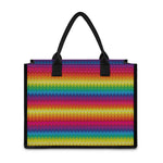 Rainbow Knitted Mexican Pattern Print Canvas Tote Bag