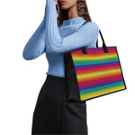 Rainbow Knitted Mexican Pattern Print Canvas Tote Bag