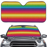 Rainbow Knitted Mexican Pattern Print Car Windshield Sun Shade