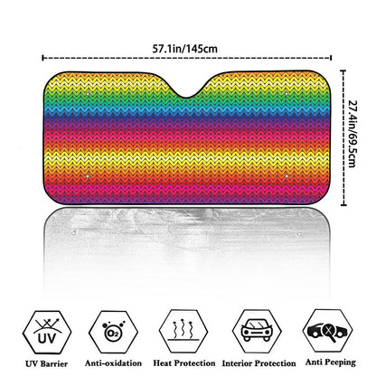 Rainbow Knitted Mexican Pattern Print Car Windshield Sun Shade