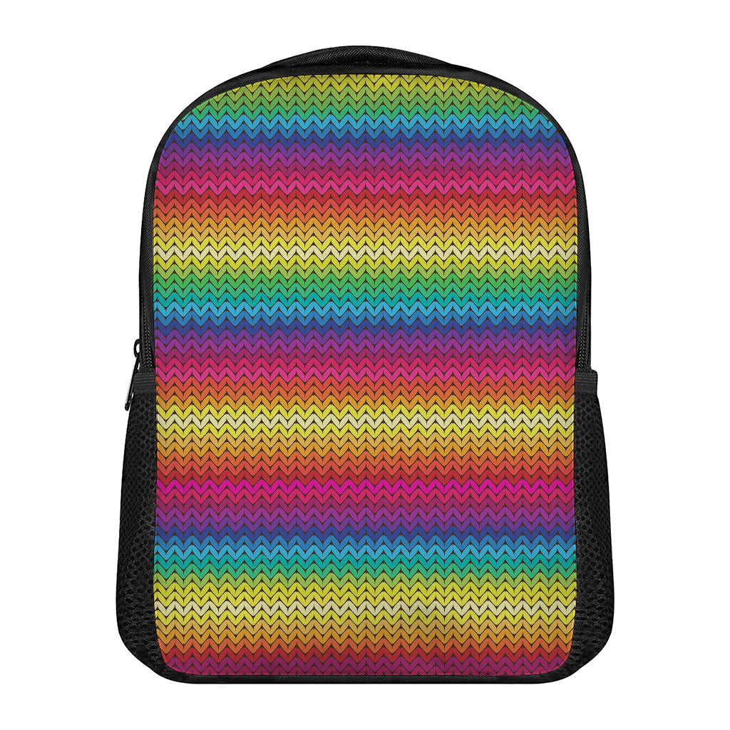 Rainbow Knitted Mexican Pattern Print Casual Backpack