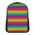 Rainbow Knitted Mexican Pattern Print Casual Backpack
