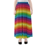 Rainbow Knitted Mexican Pattern Print Chiffon Maxi Skirt