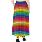 Rainbow Knitted Mexican Pattern Print Chiffon Maxi Skirt