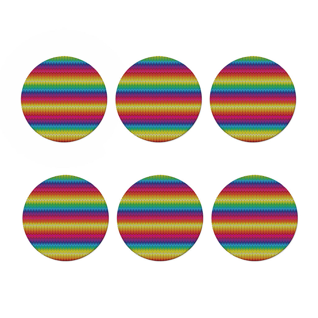 Rainbow Knitted Mexican Pattern Print Coaster Set