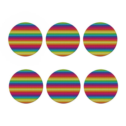 Rainbow Knitted Mexican Pattern Print Coaster Set