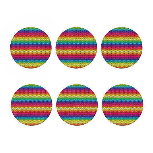 Rainbow Knitted Mexican Pattern Print Coaster Set